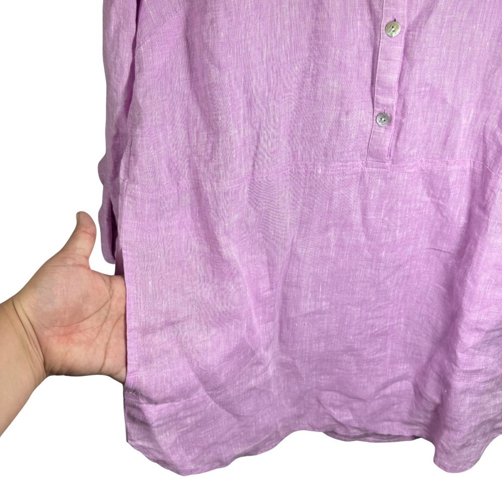 J. Jill Love Linen SMALL Tunic Roll Tab Beach Pockets Coastal Lightweight - Picture 4 of 8